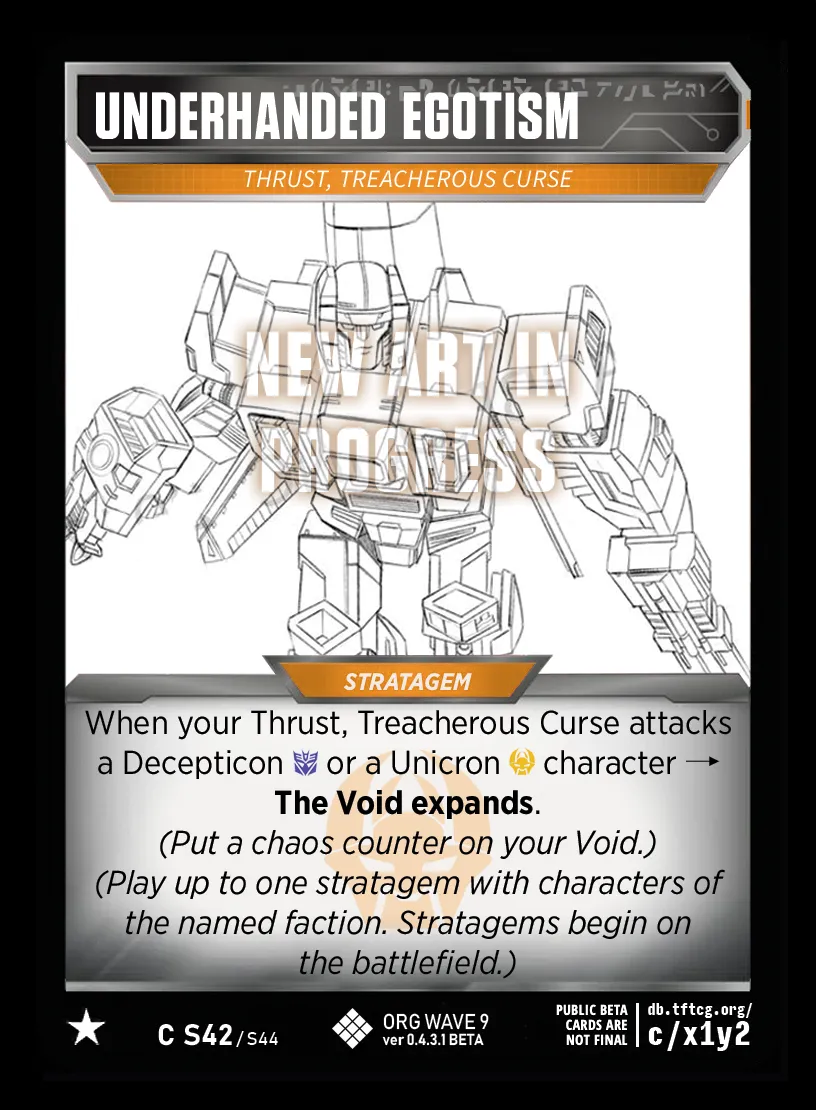 Underhanded Egotism // Thrust, Treacherous Curse card face
