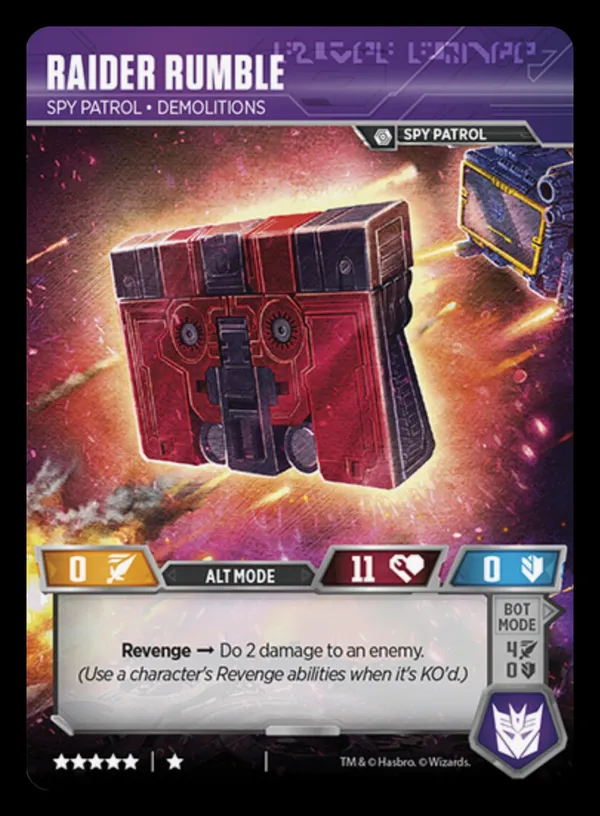 Raider Rumble // Spy Patrol • Demolitions alt mode