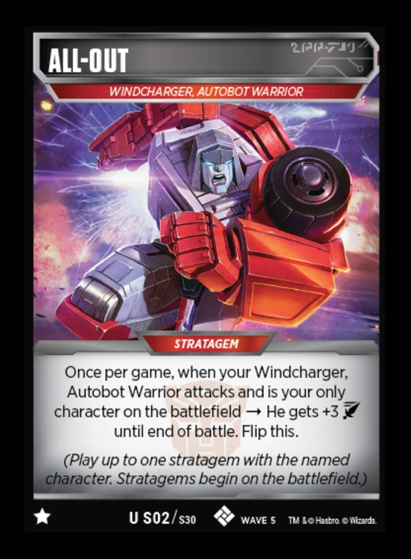 All-Out // Windcharger, Autobot Warrior card face