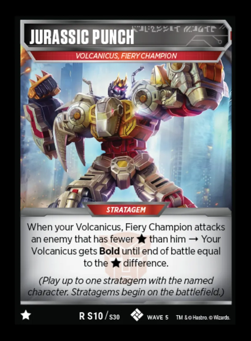 Jurassic Punch // Volcanicus, Fiery Champion card face