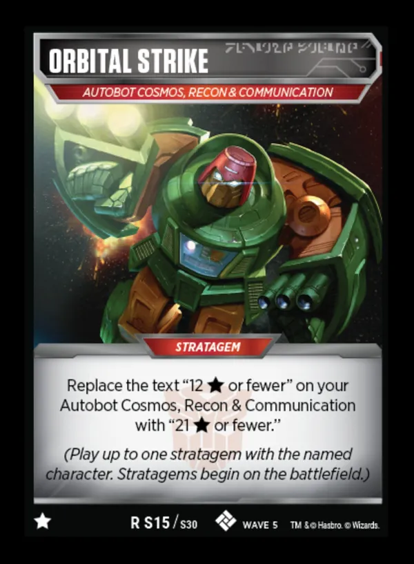 Orbital Strike // Autobot Cosmos, Recon & Communication card face