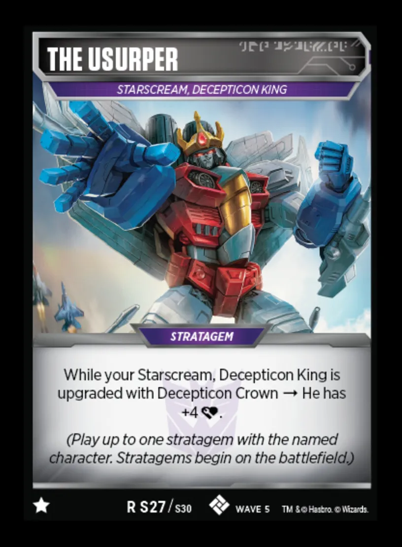 The Usurper // Starscream, Decepticon King card face