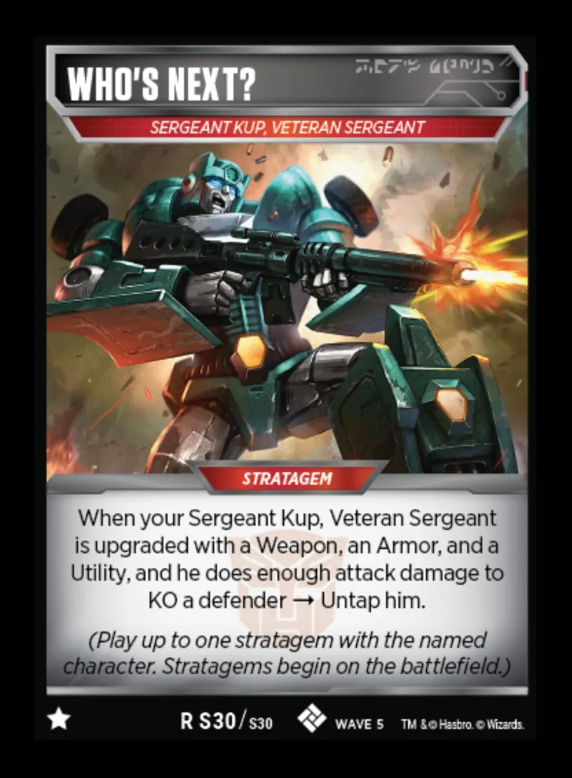 Who's Next? // Sergeant Kup, Veteran Sergeant card face