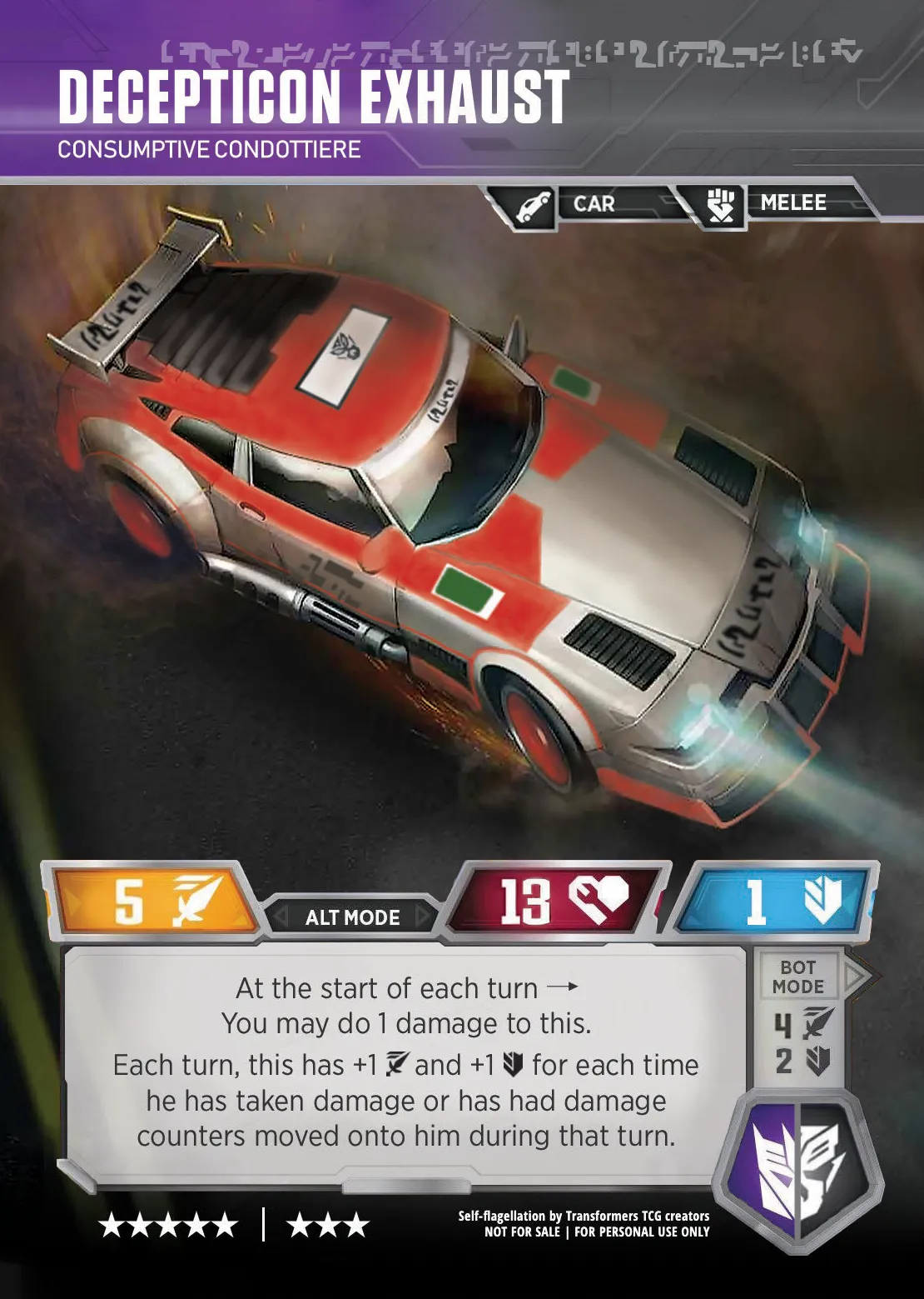 Decepticon Exhaust // Consumptive Condottiere alt mode