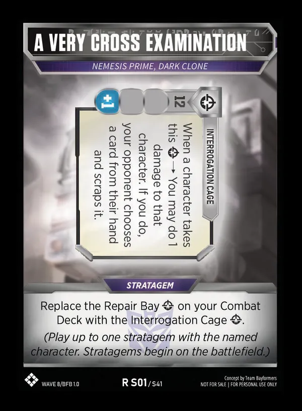 A Very Cross Examination // Nemesis Prime, Dark Clone card face