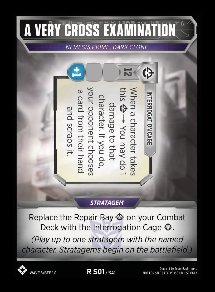A Very Cross Examination // Nemesis Prime, Dark Clone card face