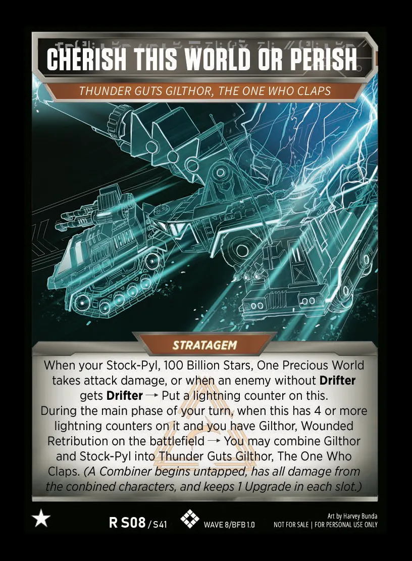 Cherish This World or Perish // Thunder Guts Gilthor, The One Who Claps card face