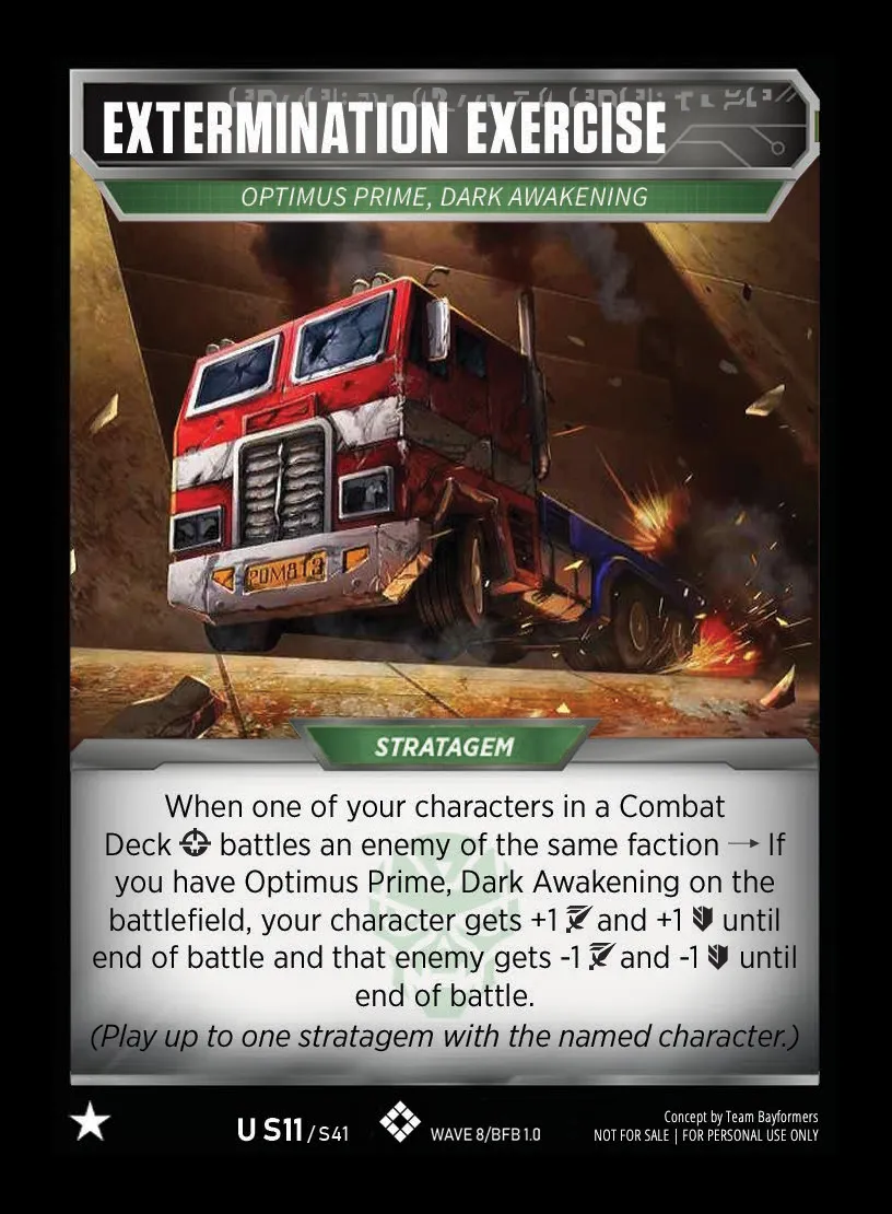 Extermination Exercise // Optimus Prime, Dark Awakening card face