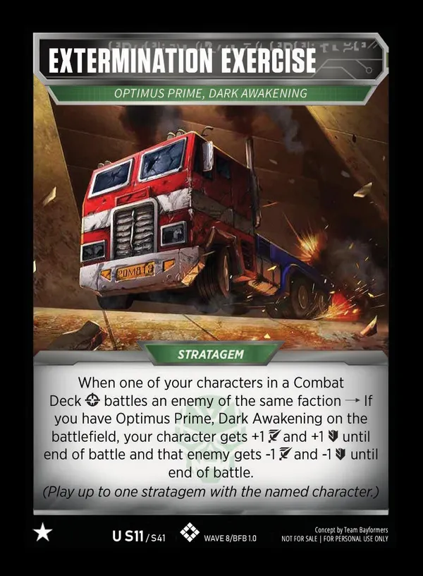 Extermination Exercise // Optimus Prime, Dark Awakening card face