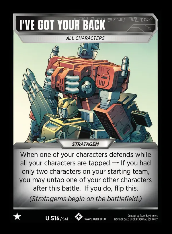 I've Got Your Back // All Characters card face