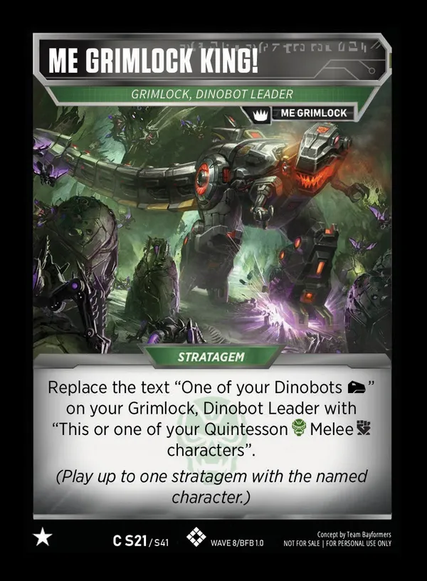 Me Grimlock King! // Grimlock, Dinobot Leader card face