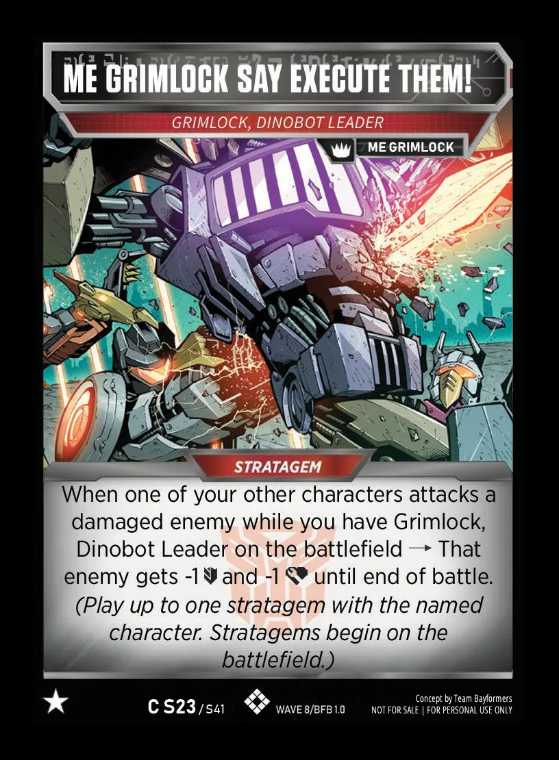 Me Grimlock Say Execute Them! // Grimlock, Dinobot Leader card face
