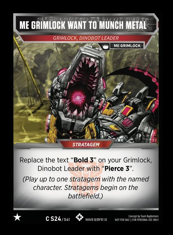 Me Grimlock Want to Munch Metal // Grimlock, Dinobot Leader card face