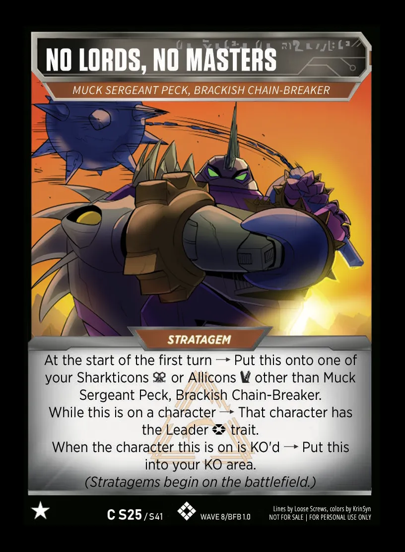 No Lords, No Masters // Muck Sergeant Peck, Brackish Chain-Breaker card face