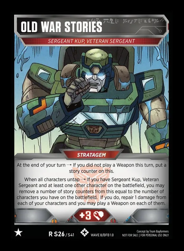 Old War Stories // Sergeant Kup, Veteran Sergeant card face