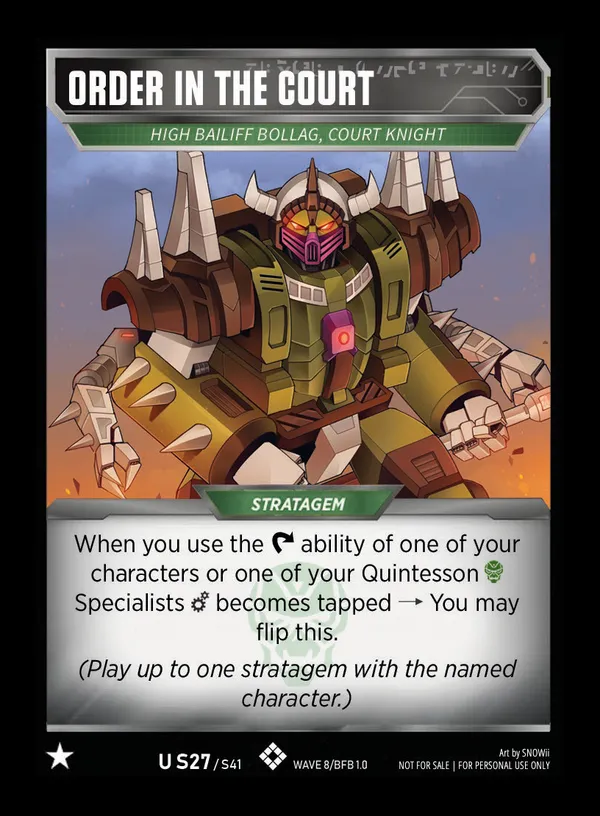 Order in the Court // High Bailiff Bollag, Court Knight card face