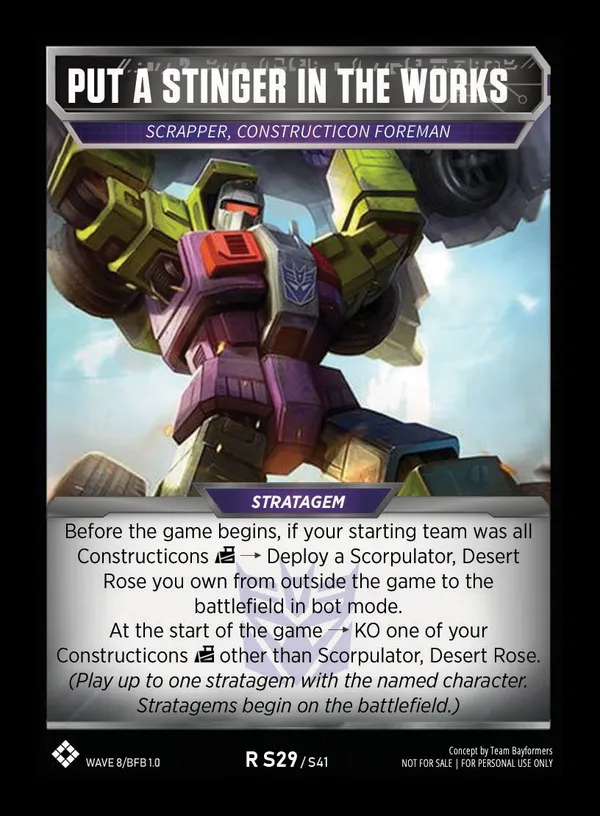 Put a Stinger in the Works // Scrapper, Constructicon Foreman card face