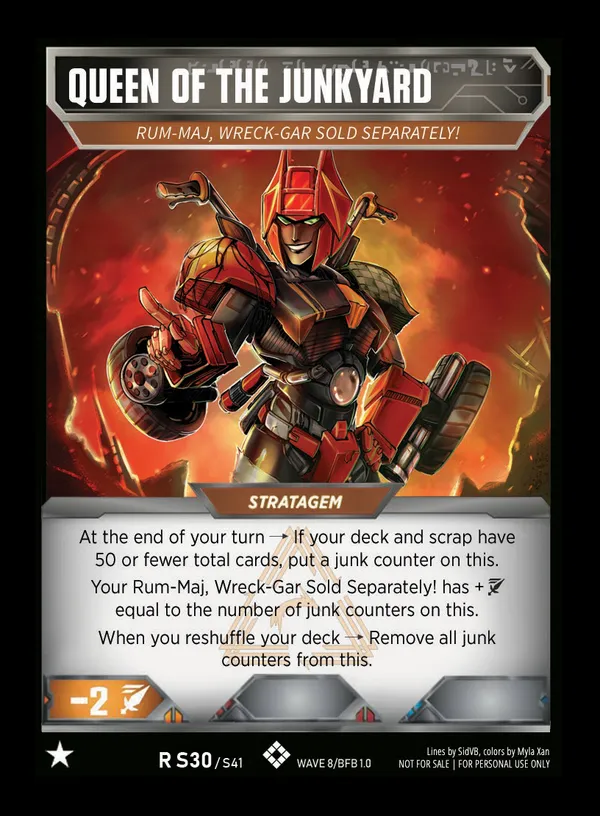 Queen of the Junkyard // Rum-Maj, Wreck-Gar Sold Separately! card face