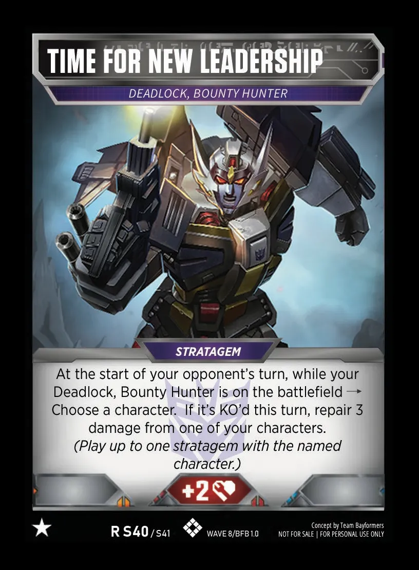 Time For New Leadership // Deadlock, Bounty Hunter card face