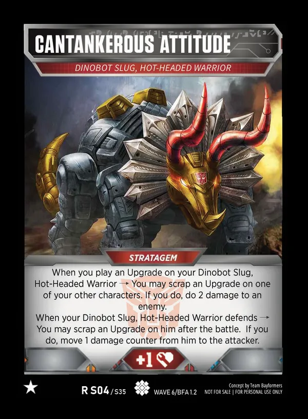 Cantankerous Attitude // Dinobot Slug, Hot-Headed Warrior card face