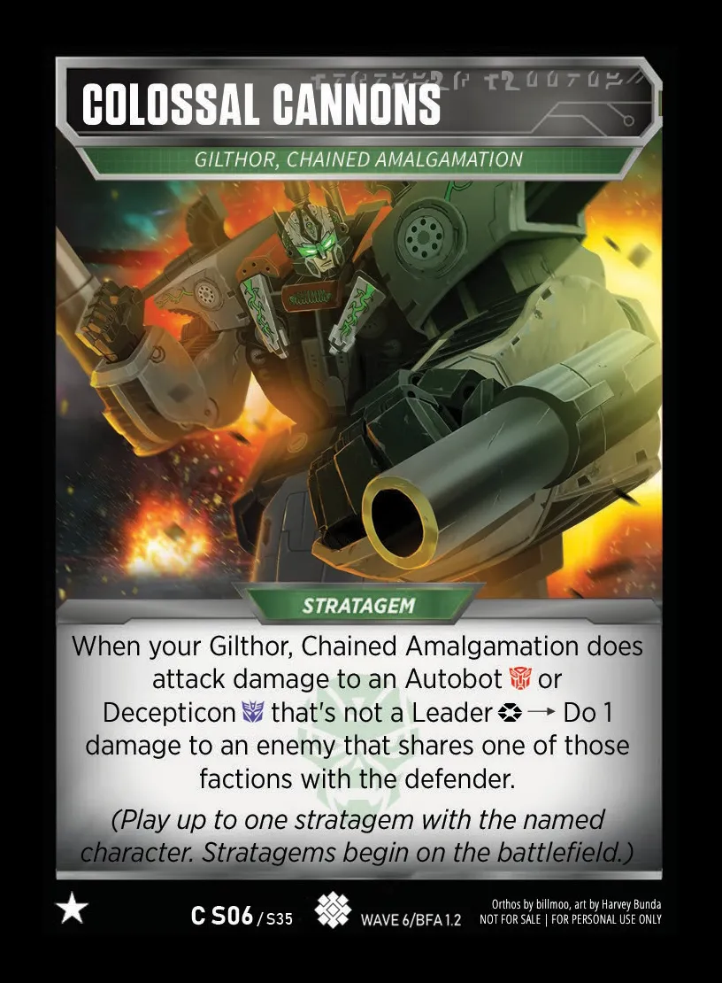 Colossal Cannons // Gilthor, Chained Amalgamation card face