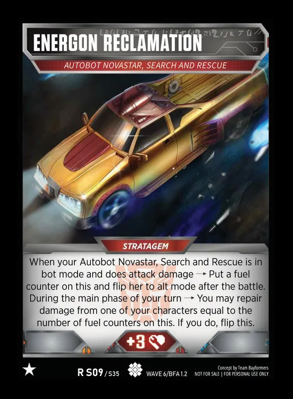 Energon Reclamation // Autobot Novastar, Search and Rescue card face