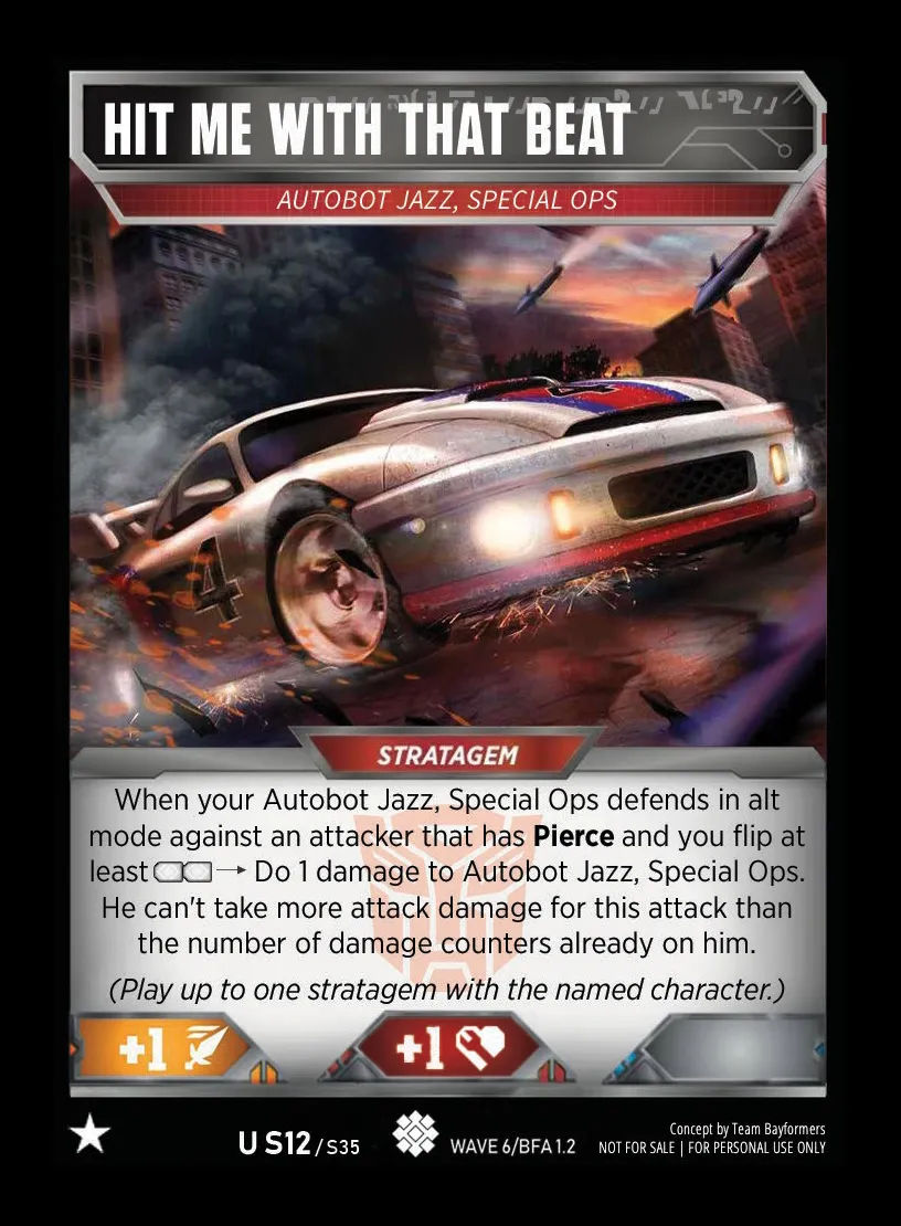 Hit Me With That Beat // Autobot Jazz, Special Ops card face