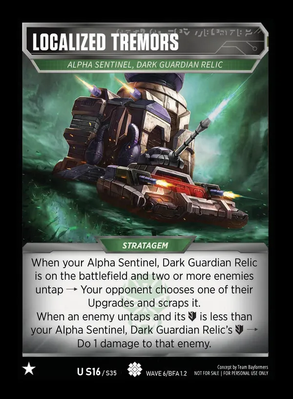 Localized Tremors // Alpha Sentinel, Dark Guardian Relic card face