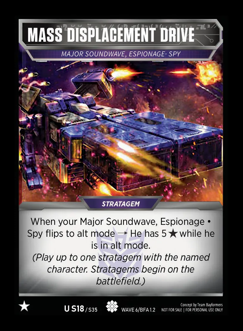Mass Displacement Drive // Major Soundwave, Espionage • Spy card face