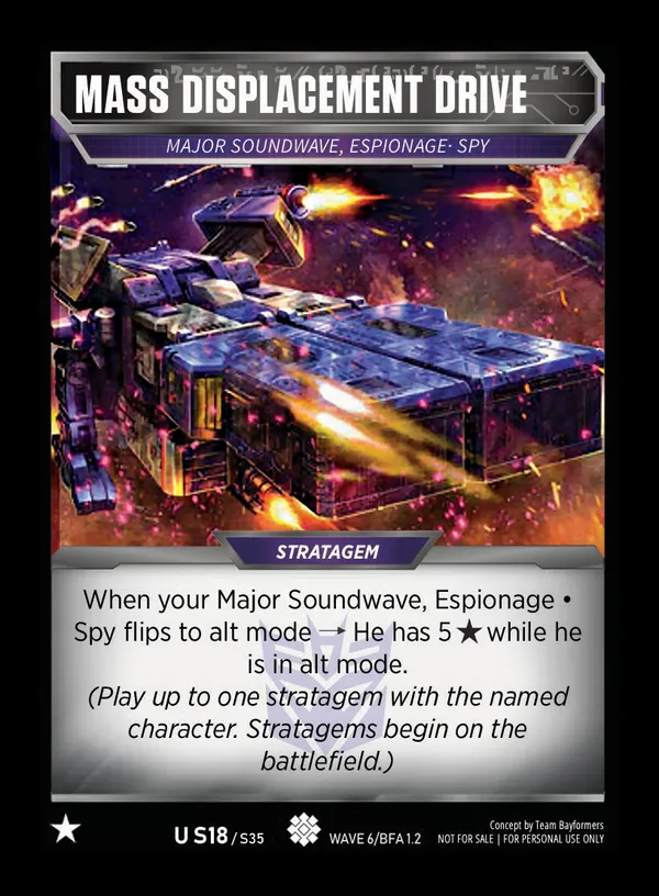 Mass Displacement Drive // Major Soundwave, Espionage • Spy card face