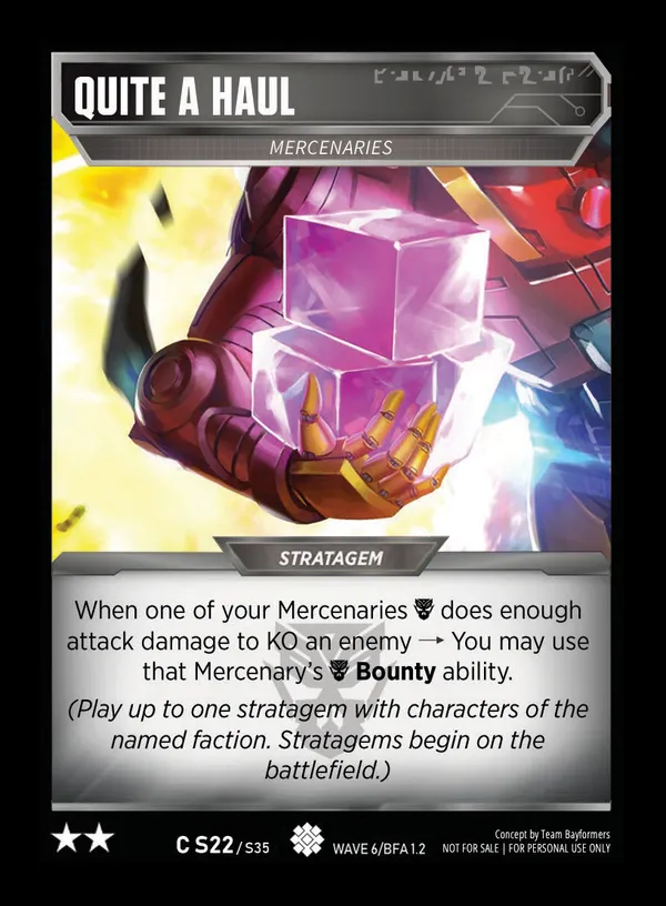 Quite a Haul // Mercenaries card face