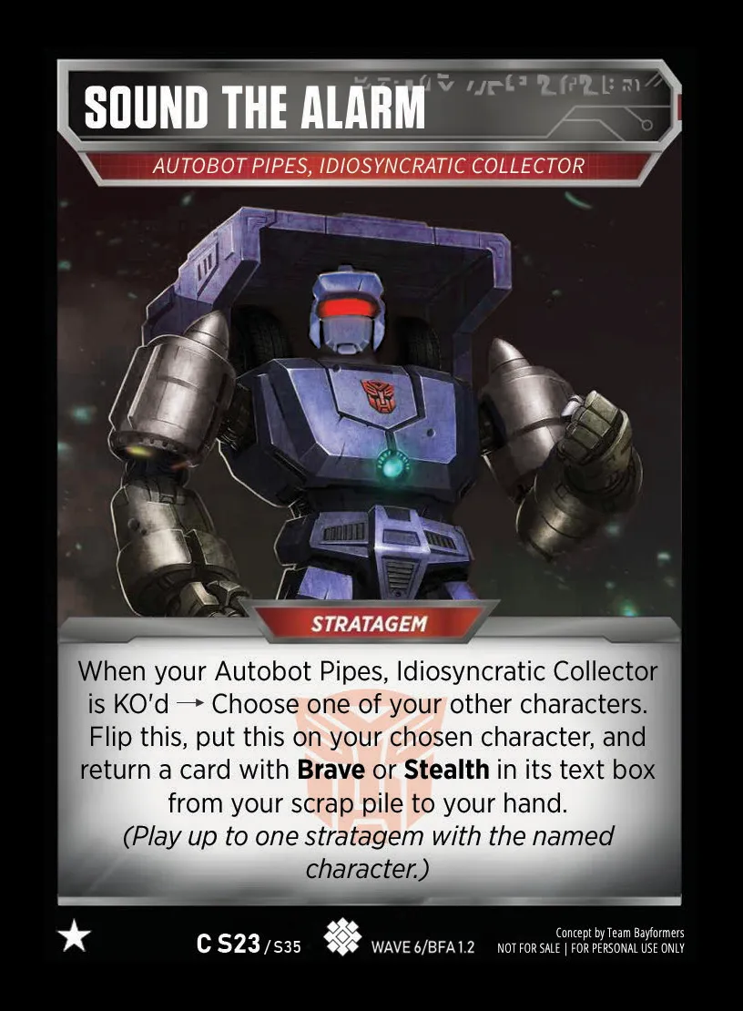 Sound the Alarm // Autobot Pipes, Idiosyncratic Collector card face