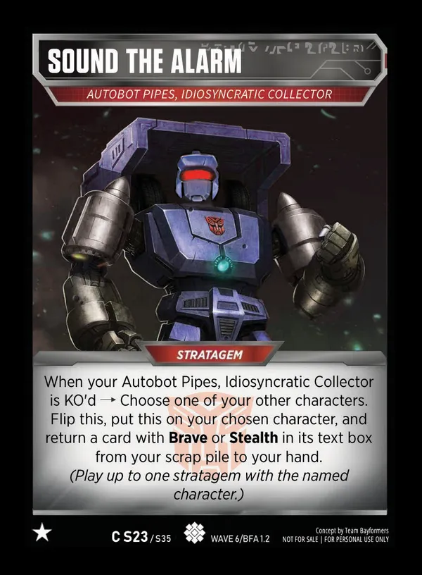 Sound the Alarm // Autobot Pipes, Idiosyncratic Collector card face