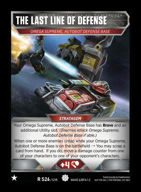 The Last Line of Defense // Omega Supreme, Autobot Defense Base card face