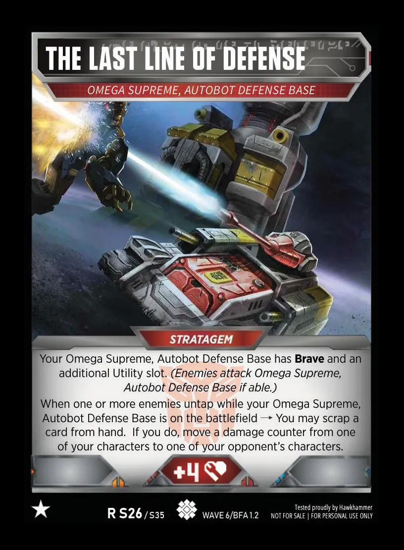 The Last Line of Defense // Omega Supreme, Autobot Defense Base card face
