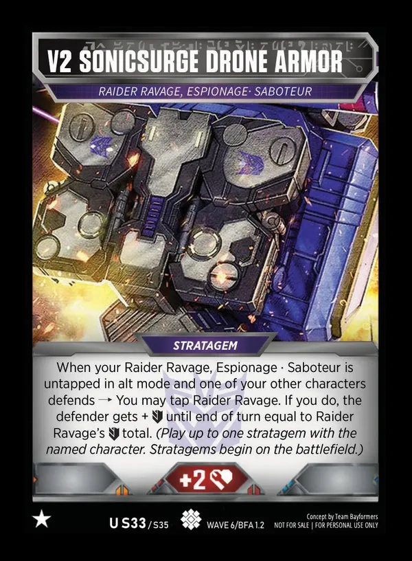 V2 Sonicsurge Drone Armor // Raider Ravage, Espionage • Saboteur card face